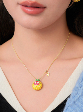 桑蕾小怪兽阿蒙联名款菠萝阿蒙项链女时尚小众原创设计2025年新品