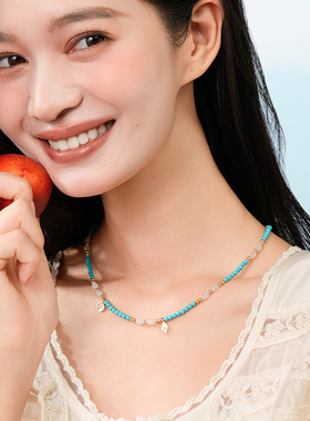 Social Talent/桑蕾棉花蓝月潮汐串珠项链女原创设计2025新品