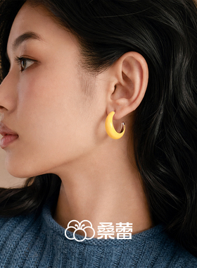 桑蕾大月牙耳圈女时尚小众设计耳钉2026新品爆品
