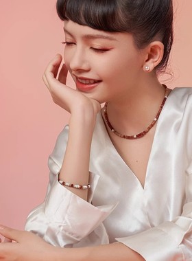 Social Talent桑蕾可乐白雪天然石串珠手链春夏新款爆款