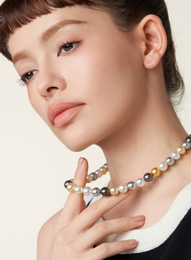 桑蕾芝麻米糕仿珍珠项链时尚小众女2025秋冬新款