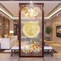 New Chinese Art Glass Custom Screen Partition Wall Living-room Bifacial Frosted Euphrates Painted Steelers and Flu