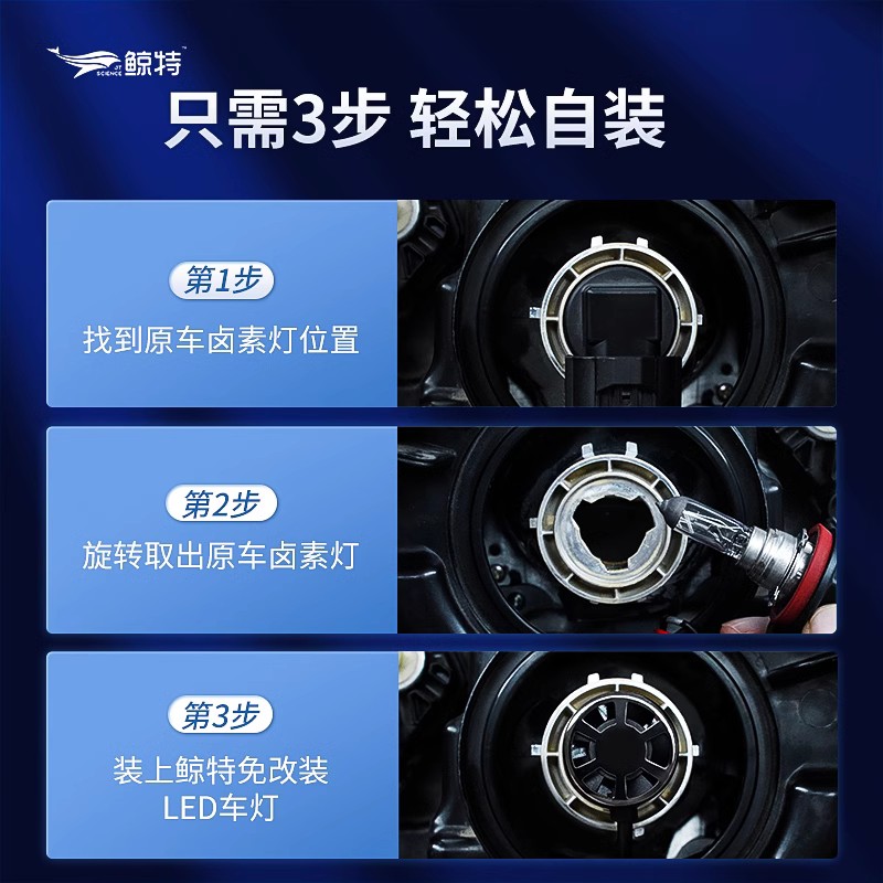 汽车led大灯h7车灯h11远近光h4一体h1改装9005超亮9012透镜H3灯泡