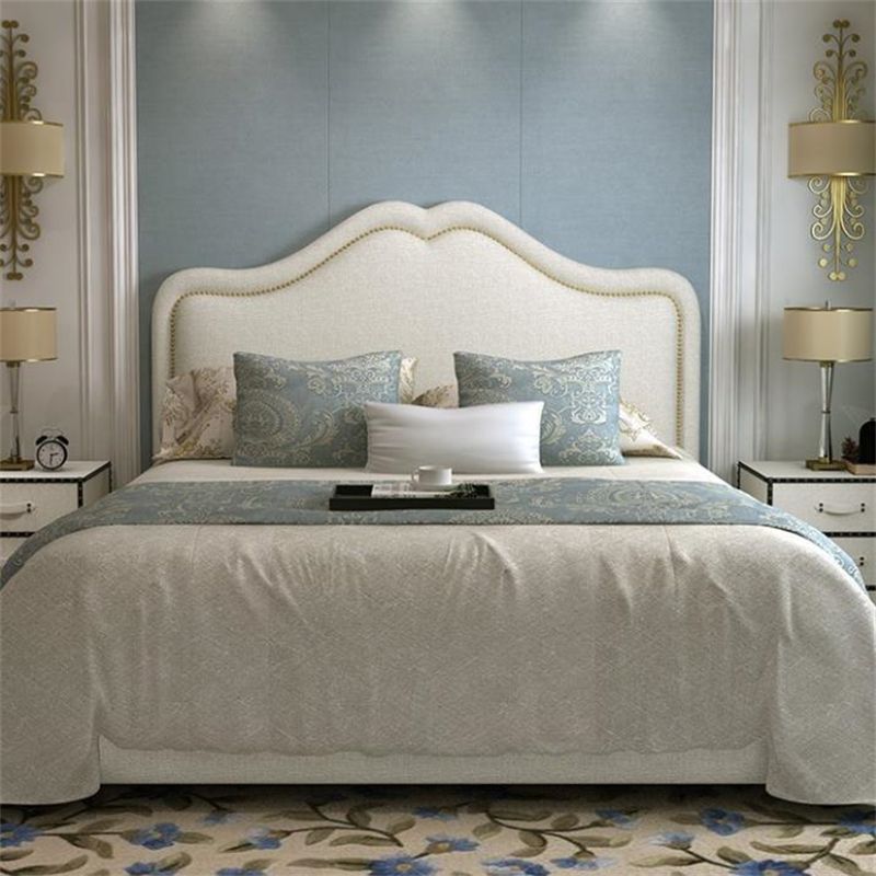 美式布艺床小户型主卧床现代简约双人床粉色公主床奶油科技布婚床 - 图1
