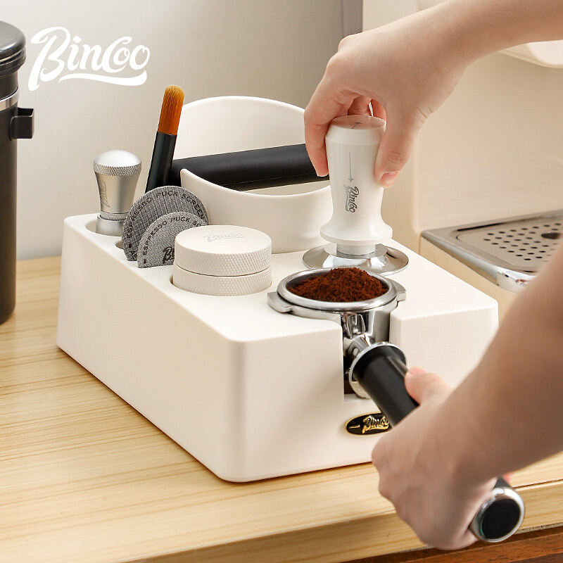 Bincoo咖啡压粉底座布粉器压粉器三件套手柄支架咖啡工具全套收纳-图0