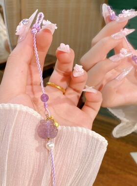 2025原创新款编绳天然石粉水晶手链简约百搭纯手工编织手绳平安扣