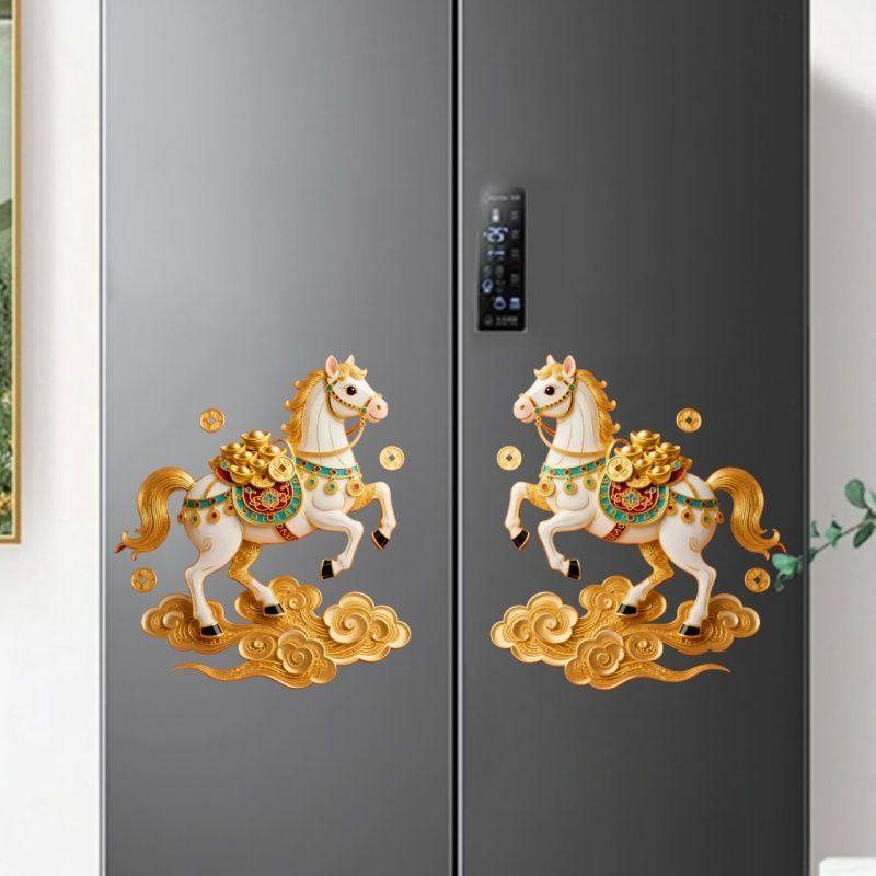 2026马上有钱金马贺岁装饰贴纸客厅玄关装饰贴纸冰箱门窗墙面防水,淘宝优惠券,粉丝福利购,淘宝优惠卷