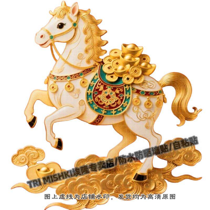 2026马上有钱金马贺岁装饰贴纸客厅玄关装饰贴纸冰箱门窗墙面防水,淘宝优惠券,粉丝福利购,淘宝优惠卷