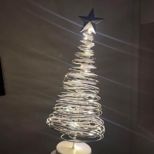 桌面圣诞树螺旋小夜灯迷你小型装饰卧室家用星星灯小摆件节日礼物 - 图3