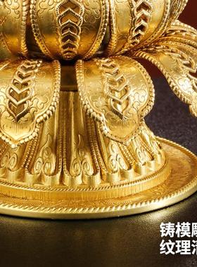 纯铜慧宝雕花手摇转金轮金幢底座多款莲花座手摇座藏传用摆件金幢