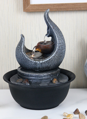 太阳能喷泉假山流水摆件客厅办公室招财生财不插电室内瀑布造景观