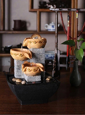 不插电太阳能流水摆件循环桌面喷泉办公室客厅生财室内水系景观