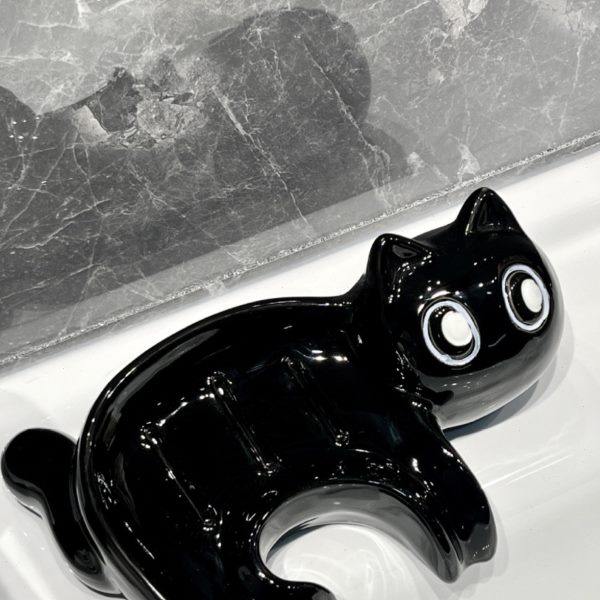 Soap box storage rack soap soap box cute Rongxiong water accumulation household drain dish black cat storage box ornament