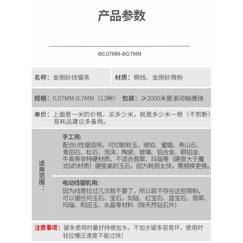 超细金刚砂切割线钢丝锯丝手工超细金刚石玉石锯条琥珀蜜蜡线锯条 - 图1