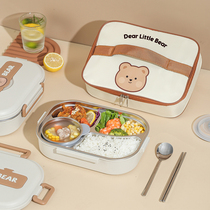 Food grade 304 stainless steel insulated lunch box students work ethnic special separation lunch box canteen dinner plate 3318