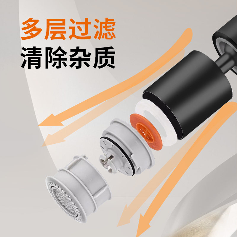 七水花黑色哑光ABS塑脂厨房起泡器