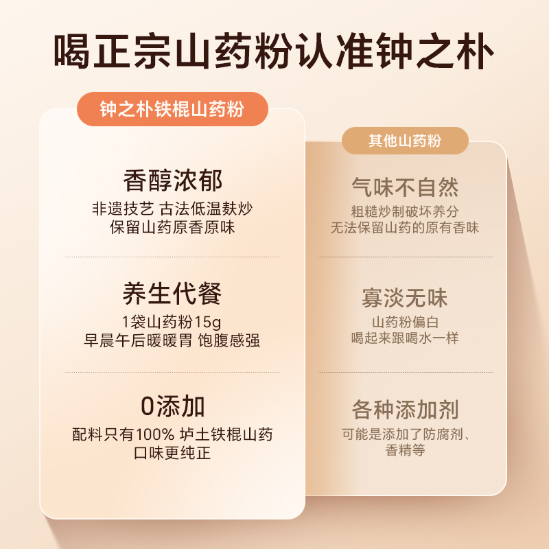 钟之朴铁棍山药粉官方旗舰店正宗纯垆土怀淮山药片冲泡即食210g