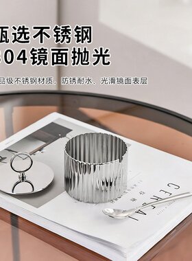 工厂直销304北欧轻奢调料盒不锈钢厨房收纳盒罐子调料瓶味精盐罐