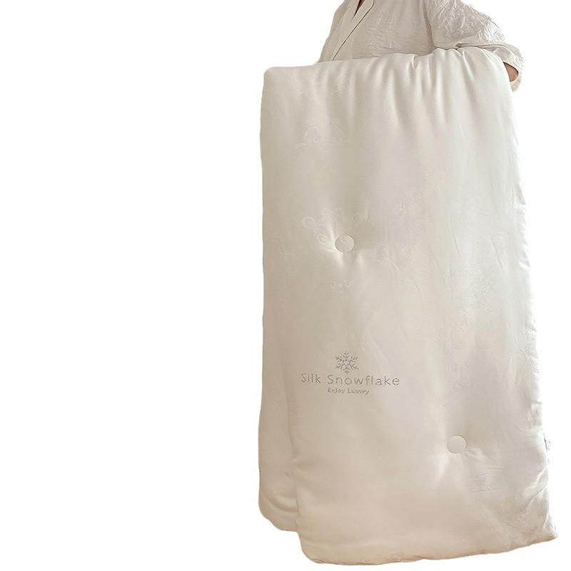 纯白色60支提花烫钻蚕丝雪绒四季被加厚保暖双人春秋被四季家用,淘宝优惠券,粉丝福利购,淘宝优惠卷