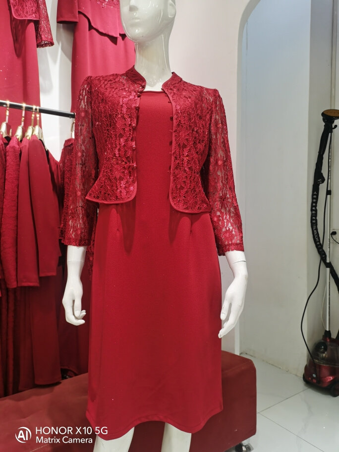 婆婆妈妈婚宴礼服套装连衣裙2023女新款春秋端庄大气两件套