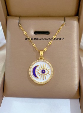 锆石滴油evileye恶魔之眼项链