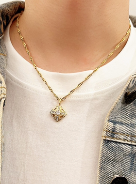 极昼GIZOU鸢尾花项链925银链轻奢小众男士配饰高级感女莫桑石吊坠