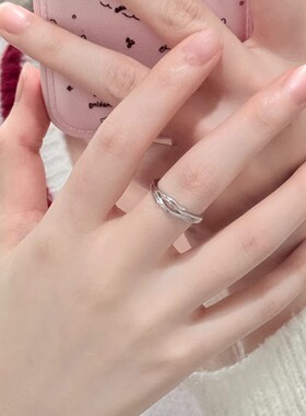 足银999情侣对戒女款戒茉莉花