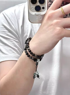 足银999新中式银曜石国风手串