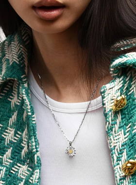 纯银小雏菊项链男女同款
