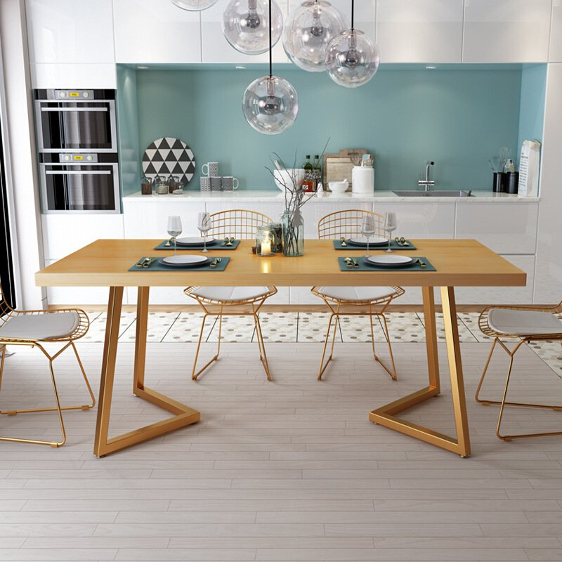 铁艺实木餐桌椅组合简居小户型客厅家具餐桌大阪实木可定制家具