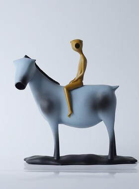 现代简约抽e象骑马人雕塑摆件客厅玄关售楼处样板间新中式软装饰