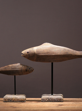 美式北欧创意树脂对鱼摆件家居客厅玄关装饰品摆T设样板间软装配
