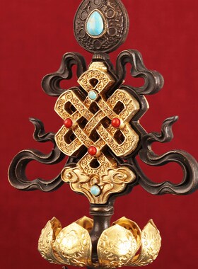 慧宝纯铜八吉祥摆件组合西藏式A八宝古铜色家居办公玄关门店装饰