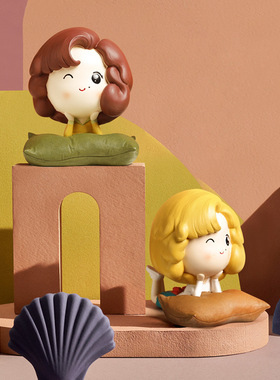 可爱卡通萌趣大头梦m露卧式创意树脂工艺品客厅卧室玄关电视柜装