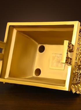 面纯黄铜聚财鼎铜四方鼎鼎元宝鼎客厅桌中式饰公装司店铺开HOP业