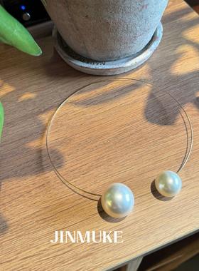 JIN4QFYMUKE韩首国饰品进口饰珍珠气质尚简约项炼项圈2时02女