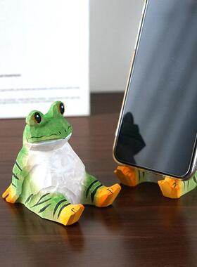 手机支架手工木雕长颈鹿创意可爱卡通办公室桌面实用摆件生日礼物