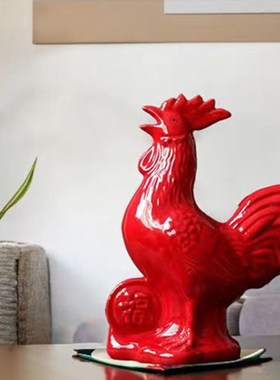 大号公鸡摆件陶瓷鸡工艺品公鸡母鸡卧室衣柜办公室户外生肖鸡摆设
