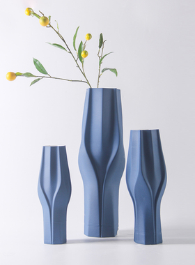 现代简约3D立体感陶瓷q花瓶摆件家居样板房间售楼部展厅装饰大花