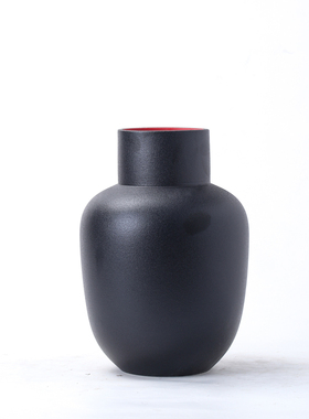现代北欧样板房客厅黑色哑光陶瓷花瓶摆件新中P式酒店摆场软装饰