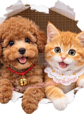网红爆款泰迪狗狗贴纸橘猫自粘贴