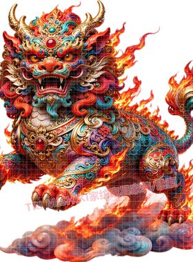 麒麟瑞兽贴纸壁画客厅玄关自粘墙