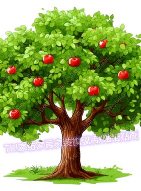 爆款苹果树贴纸画客厅卧室墙纸自贴画苹果贴纸图案冰箱贴遮丑门贴