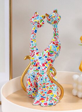 创意家居油画猫抽象桌面树脂摆件工艺品节日礼品房间橱窗玄关装饰