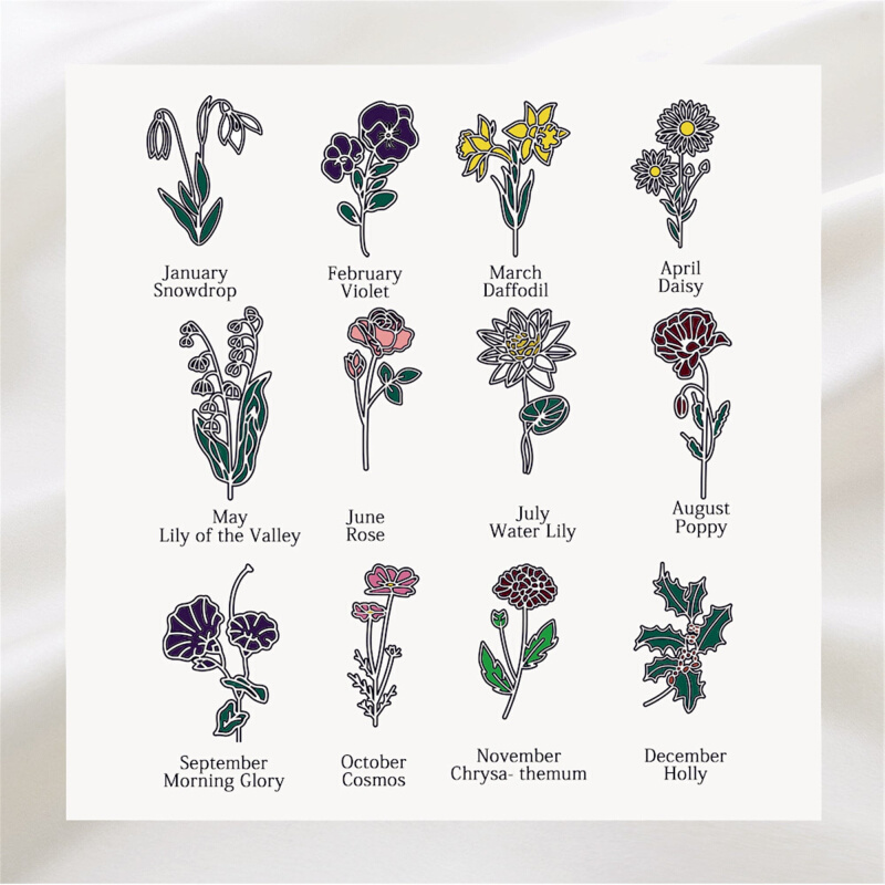 KristenCo Custom Birthflower Name Bookmark Colorful