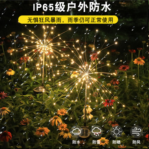 太阳能户外花园草坪灯蒲公英烟花灯庭院装饰灯地插露营小夜灯防水 - 图0