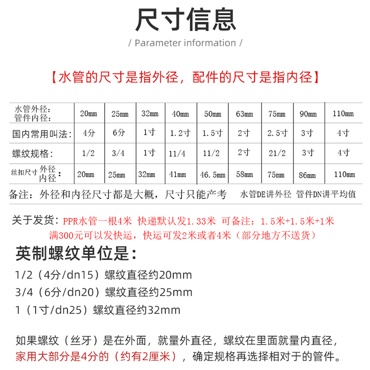 PPR冷热水管 20 25 32 40 50 63 热熔自来水管给水管家装工程管材 - 图3