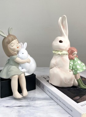 轻奢树脂创意可爱小女孩摆件x家居卧室儿童房书桌面装饰品生日礼