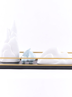 新中式创意铁艺搭配假山摆件家居酒柜玄关电O视柜样板房软装配饰