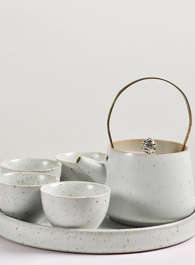 新中式茶具套装摆件样板房客厅售楼处茶几陶瓷材质家居软装用品